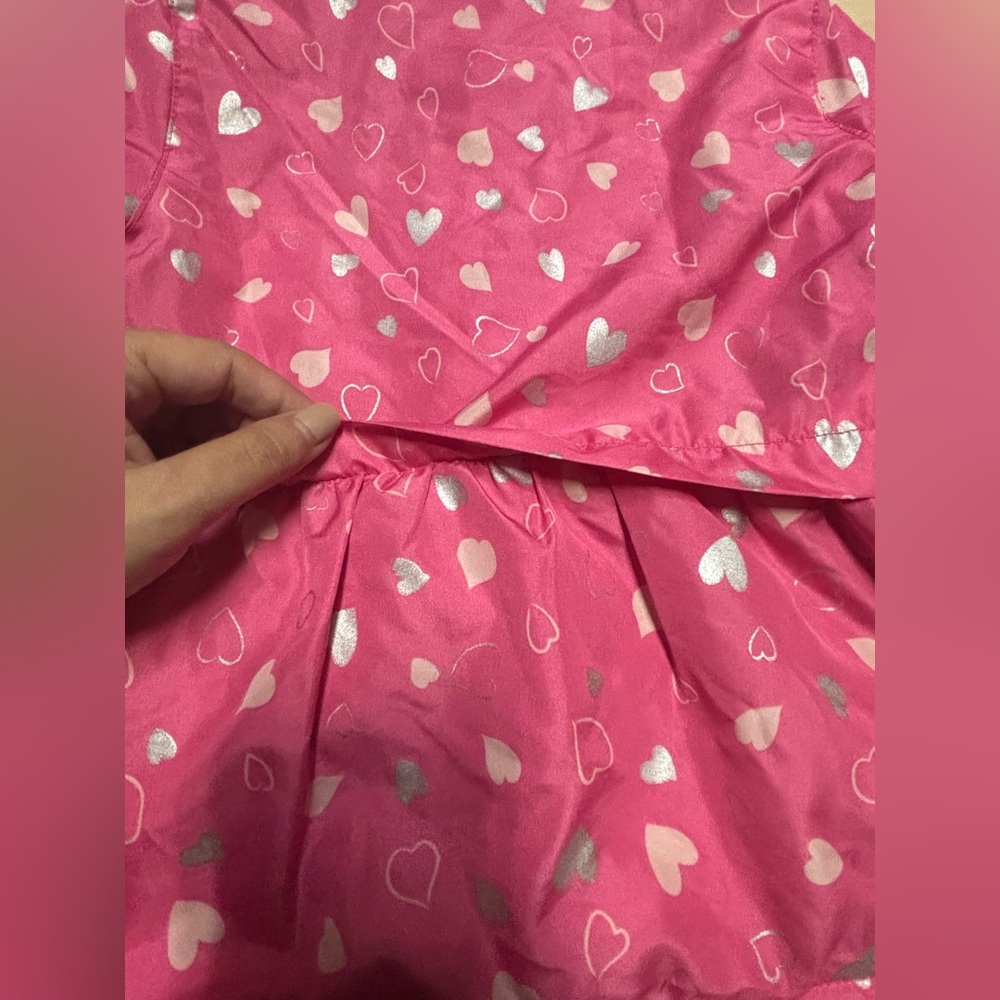 DKNY Pink Kids Raincoat with Heart Pattern - Picture 9 of 16